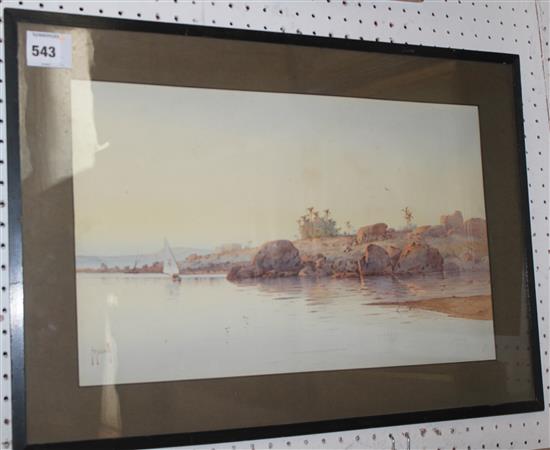 Spyridon Scarvelli, watercolour, On the banks of the Nile(-)